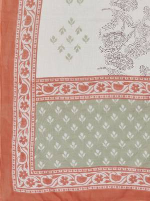 Vbuyz Women's Peach Embroidered Cotton Anarkali Stitched Kurta Pant With Dupatta 9