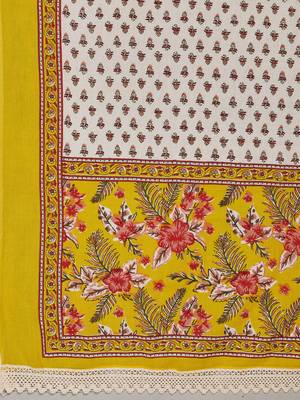 Vbuyz Women's Yellow Mirror work Cotton Anarkali Stitched Kurta Pant With Dupatta set 10