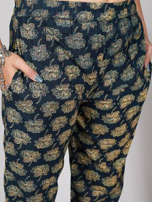 Vbuyz Women's Black Embroidered Cotton Straight Stitched Kurta Pant With Dupatta 8