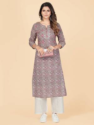 Vbuyz Women's Grey Gota Patti Work Cotton Straight Stitched Kurta 1