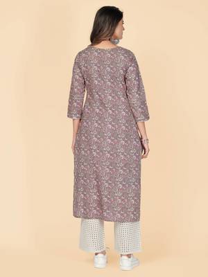 Vbuyz Women's Grey Gota Patti Work Cotton Straight Stitched Kurta 2