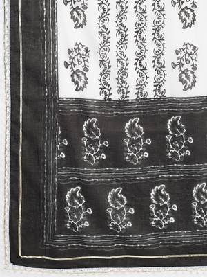 Vbuyz Women's Black Embroidered Cotton Anarkali Stitched Kurta Pant With Dupatta 9