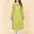Vbuyz Women's Parrot Green Gota Patti Work Cotton Straight Stitched Kurta