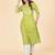 Vbuyz Women's Parrot Green Gota Patti Work Cotton Straight Stitched Kurta