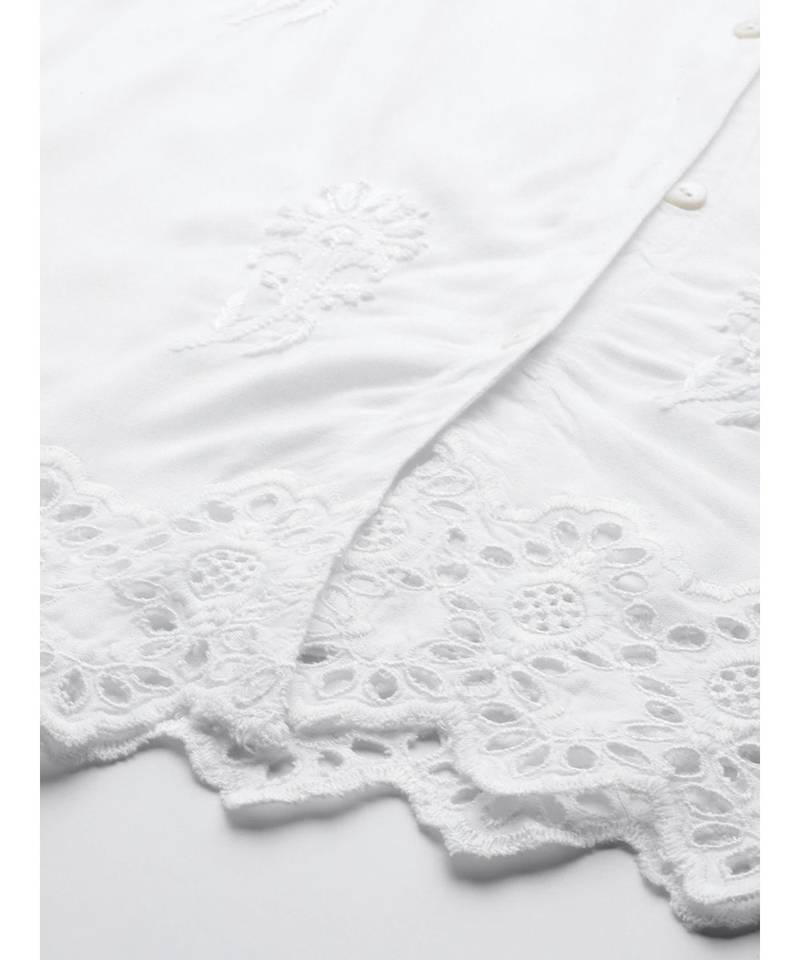 Ada Cotton white embroidered chikankari short sleeve stitched Women short kurti - A911119