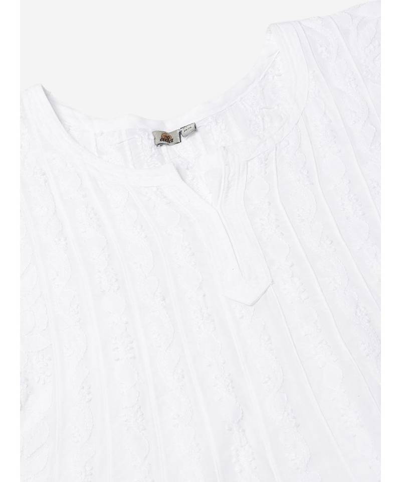Cotton White Embroidered Chikankari Quarter Sleeve Stitched  Women Short Kurti