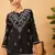 Cotton Black Embroidered Chikankari Quarter Sleeve Stitched Women Short Kurti