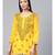 Ada Cotton yellow embroidered chikankari quarter sleeve stitched Women short Kurti - A250458