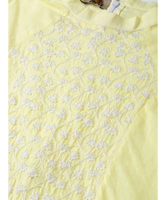 Ada Cotton lemon embroidered chikankari sleeveless stitched Women short Kurti - A100075 5