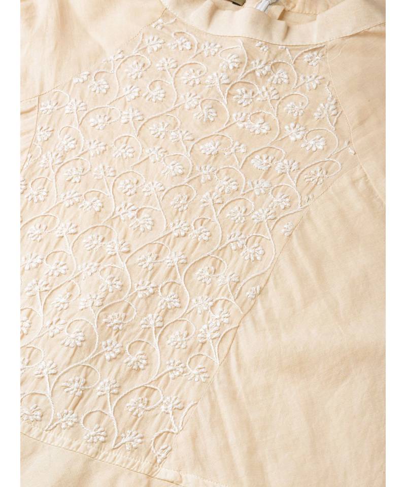 Ada Cotton cream embroidered chikankari sleeveless stitched Women short Kurti - A100076