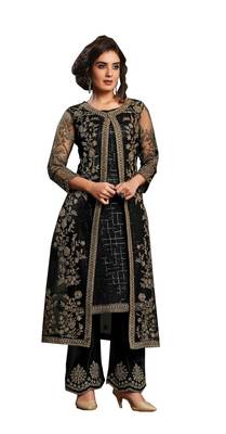 Black Colour Embroidered Work Net Salwar Suit 1