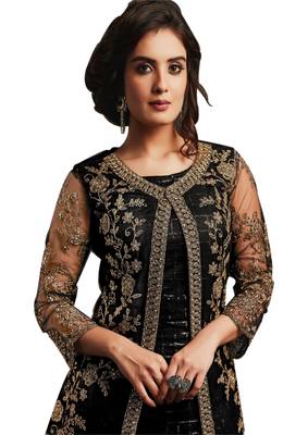 Black Colour Embroidered Work Net Salwar Suit 3