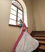 Grey thread georgette semi stitched lehenga