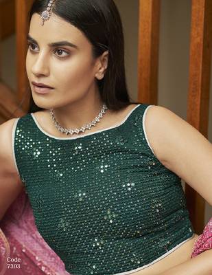 Grey thread georgette semi stitched lehenga 3