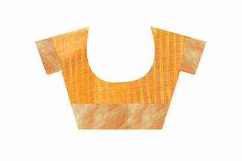 Yellow Cotton woven saree with blouse 4