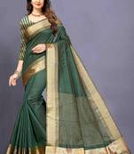 Green Cotton woven saree with blouse