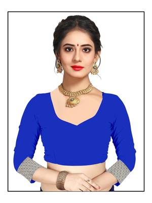 Blue woven silk blend saree with blouse 6