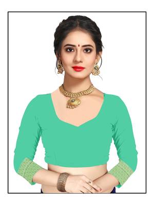 Green woven silk blend saree with blouse 6