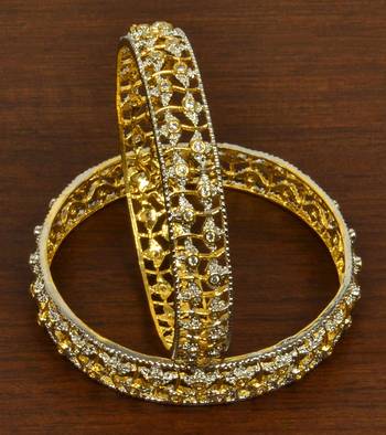 Designer CZ Embellished American Diamond Bangles BD450 1
