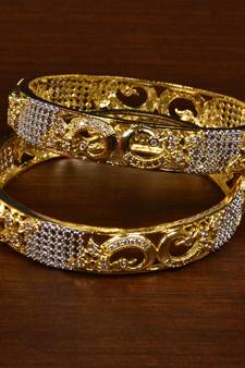 Designer CZ Embellished American Diamond Bangles BD454