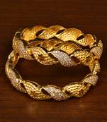 Brass White Gold Plated American Diamonds Studded Bangles