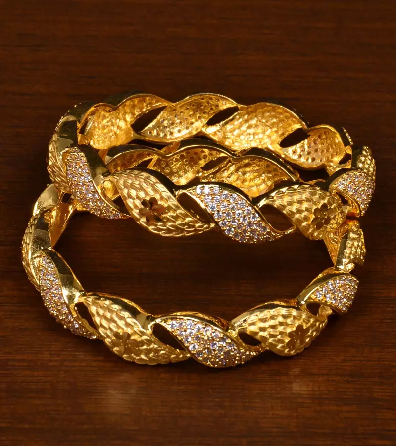 CZ Embellished Matte Finished Bangles for Women BD457 