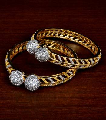 CZ Embellished Gold and Silver Plated American Diamond Bangles BD458 1