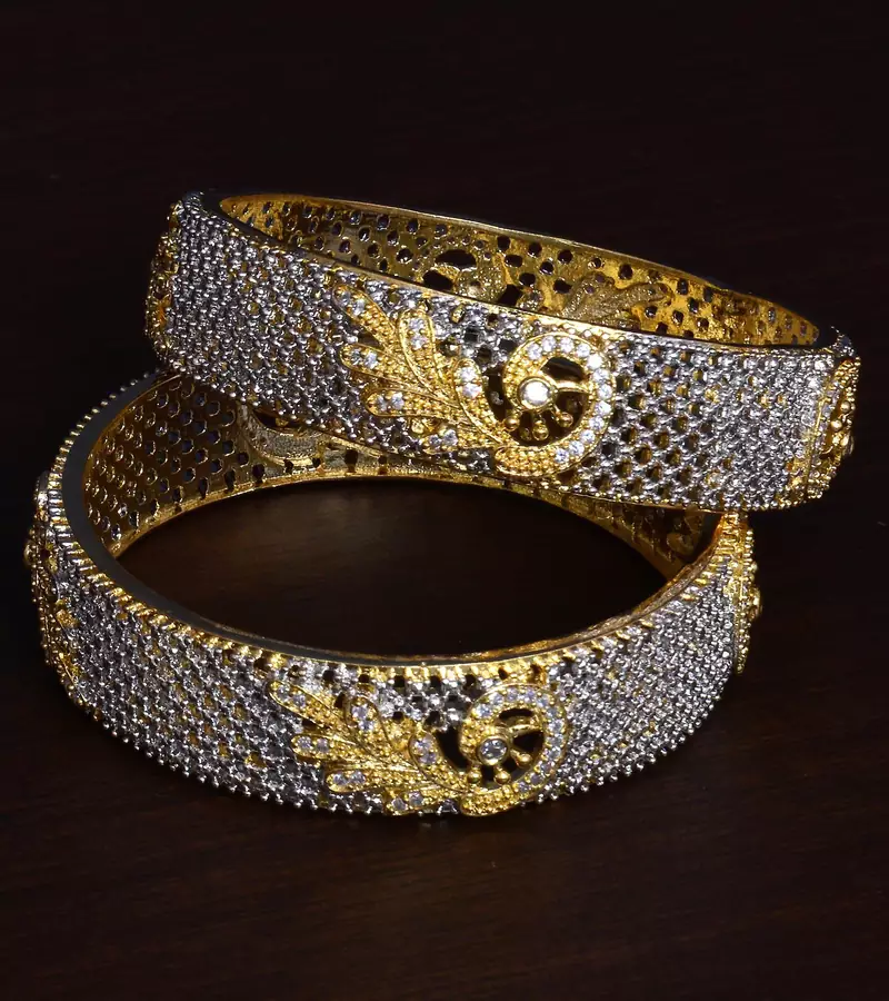 Designer CZ Embellished American Diamond Bangles BD459