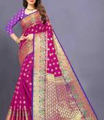 Purple woven silk blend saree with blouse
