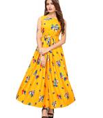 Yellow  floral printed Gown
