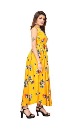 Yellow  floral printed Gown 2