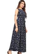 Navy-blue floral printed Gown