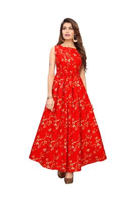 Red floral printed Gown 1