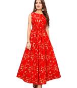 Red floral printed Gown