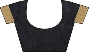 Black woven silk blend saree with blouse 5