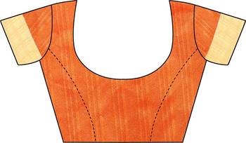 Orange woven silk blend saree with blouse 5