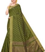 olive woven silk blend saree with blouse