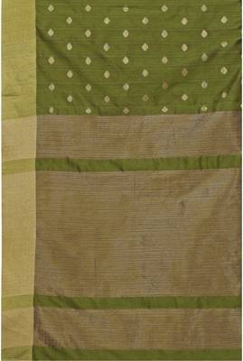 olive woven silk blend saree with blouse 5