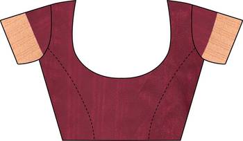 Maroon woven silk blend saree with blouse 5