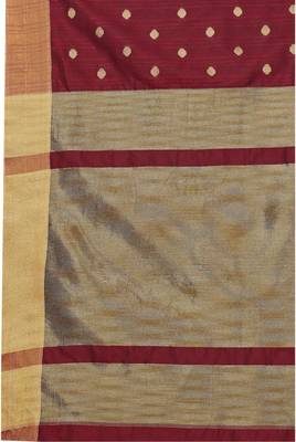 Maroon woven silk blend saree with blouse 6