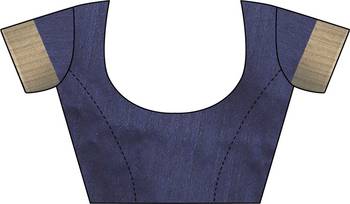 Blue woven silk blend saree with blouse 5