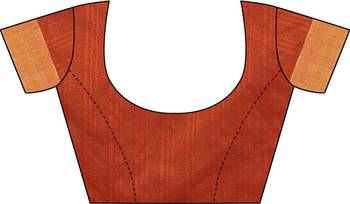 Orange woven silk blend saree with blouse 5