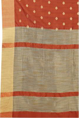 Orange woven silk blend saree with blouse 6