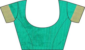Green woven silk blend saree with blouse 5
