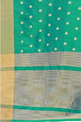 Green woven silk blend saree with blouse 6