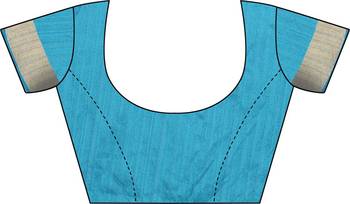 Blue woven silk blend saree with blouse 5