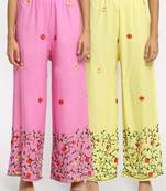 Multicolor embroidered rayon palazzo-pants