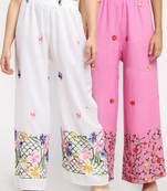 Multicolor embroidered rayon palazzo-pants