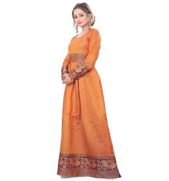 Orange plain rayon kurtas-and-kurtis 2