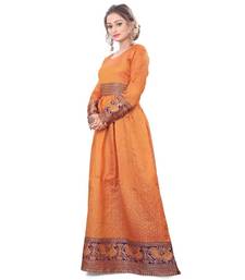Orange plain rayon kurtas-and-kurtis